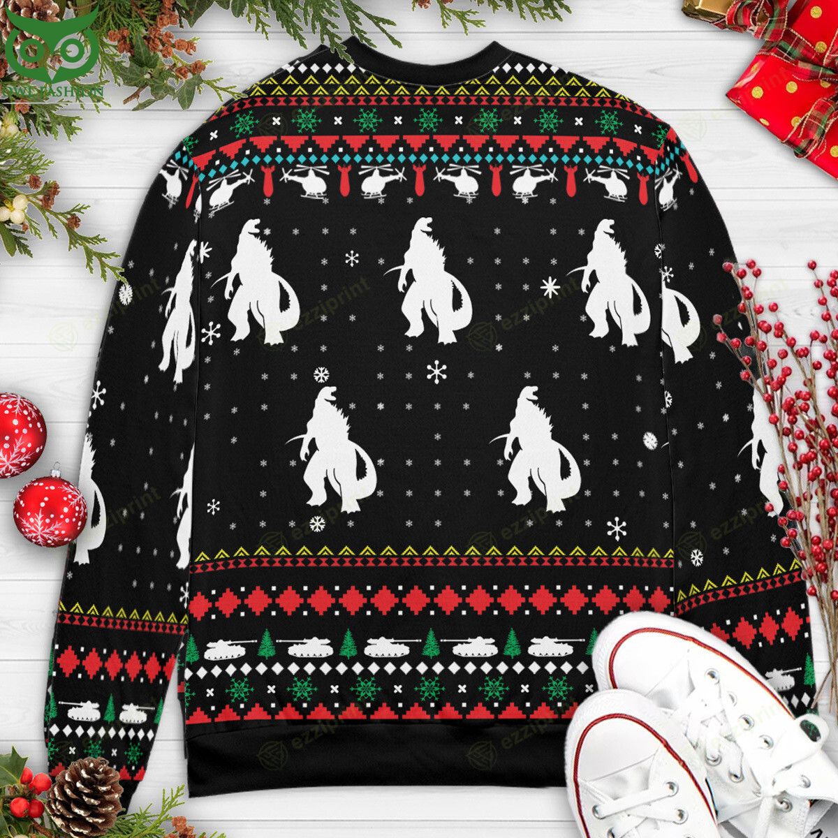Fa La La La Godzil-la Godzilla Sweater