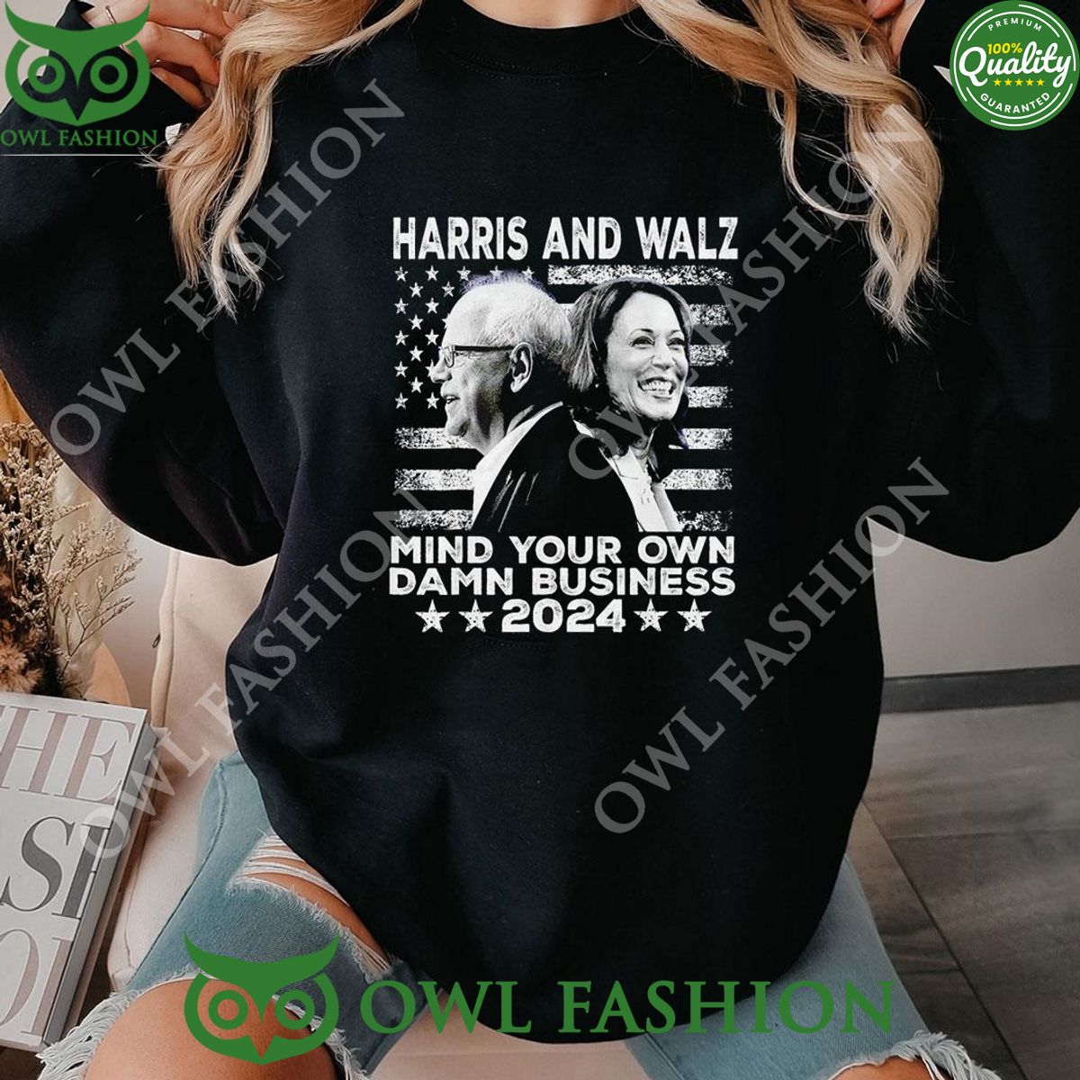 2024 Usa Flag Walz Harris Mind Your Own Damn Business t Shirt