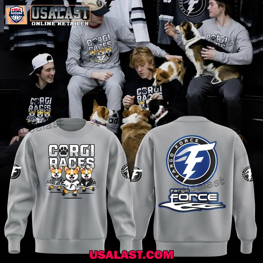 Fargo Force Ice Hockey Team Corgi Races Sweatshirt