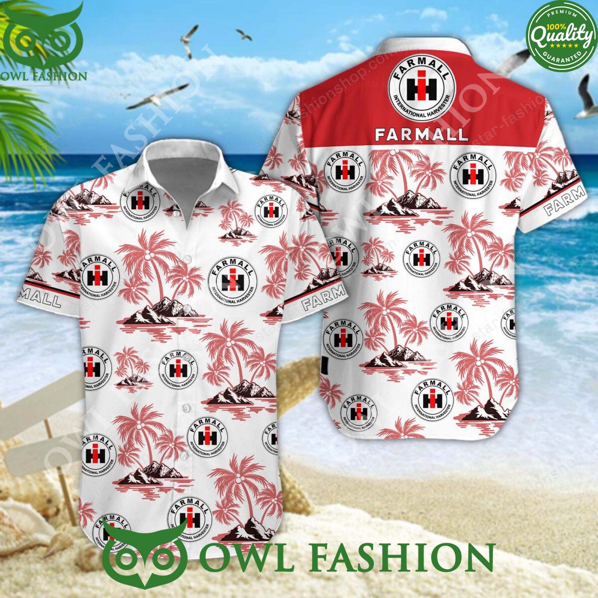 Farmall American truck and construction equipment hawaiian shirt and short