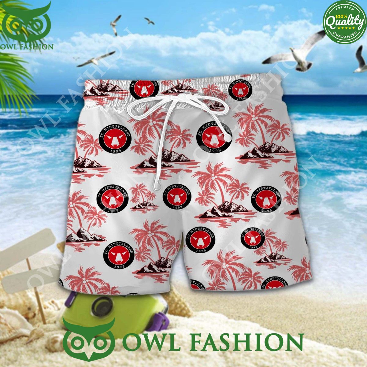 FC Midtjylland Danish Football Coconut Island Hawaiian Shirt