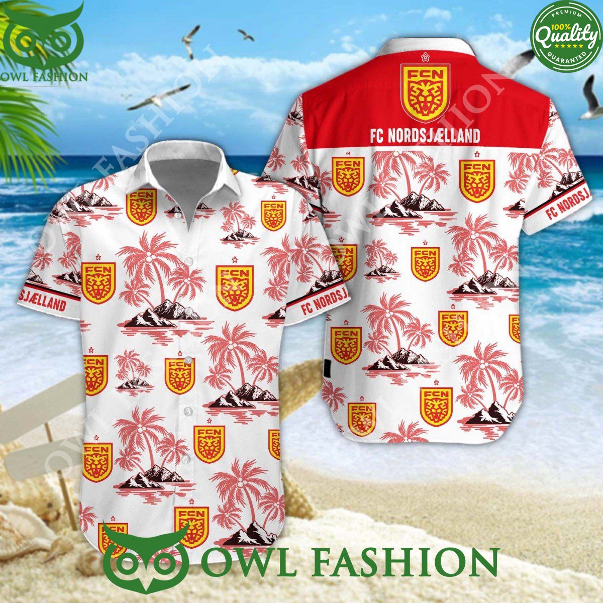FC Nordsjælland Danish Football Coconut Island Hawaiian Shirt