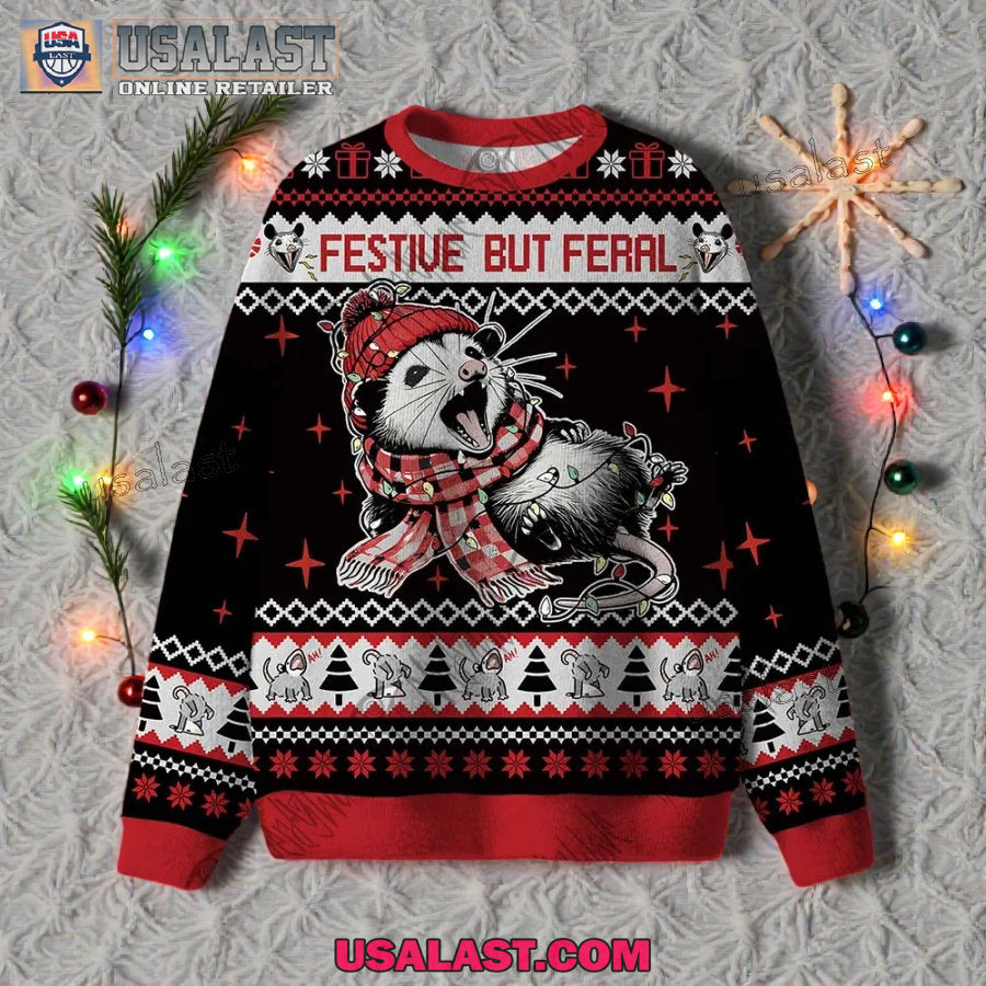 Festive But Feral Ugly Christmas Jumper