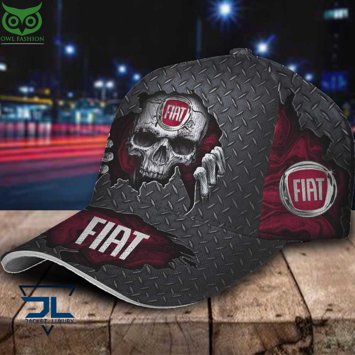 Fiat Car Skull Metal Classic Cap