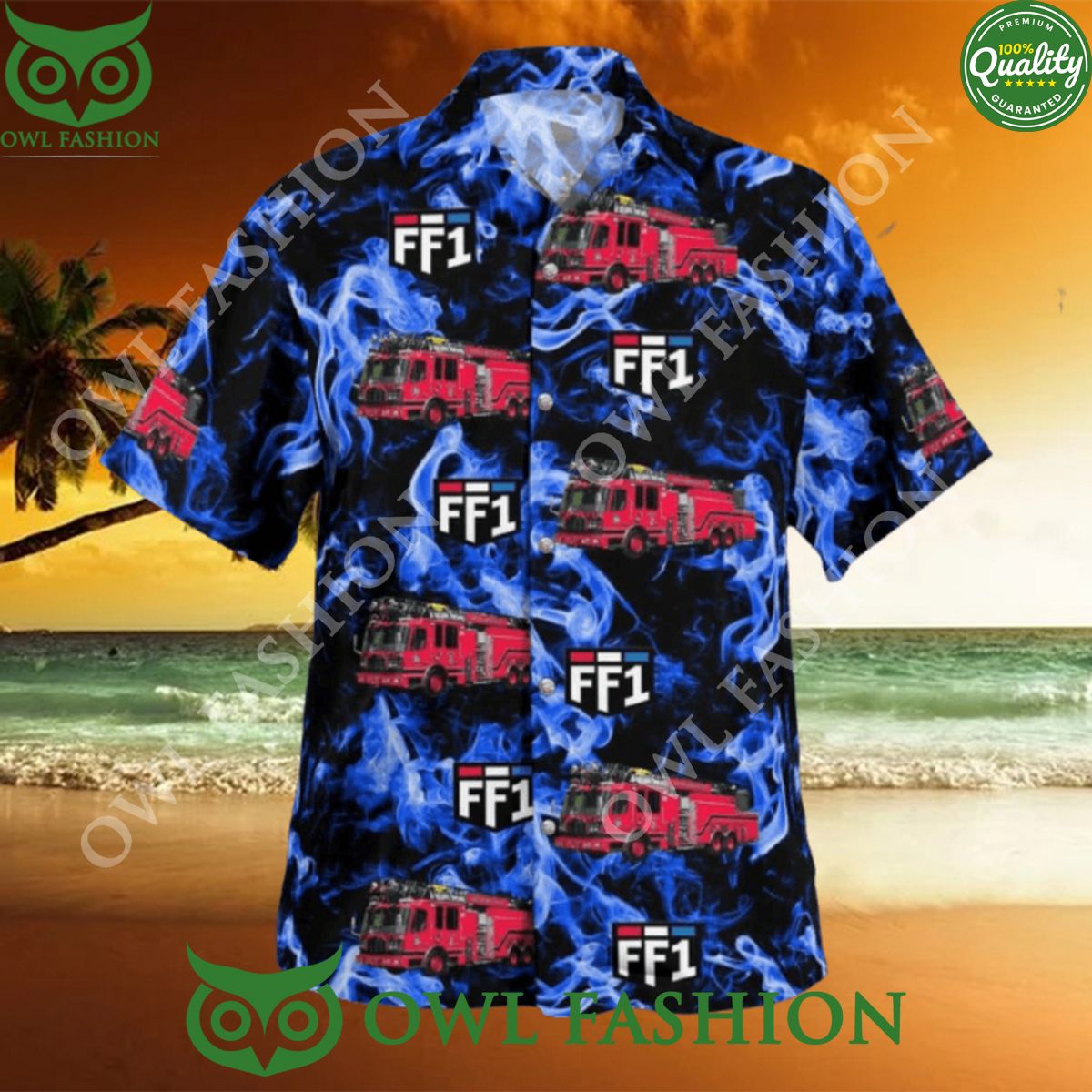 Fire Dept Hawaiian Shirt Surf Gift Beach Aloha Vibe