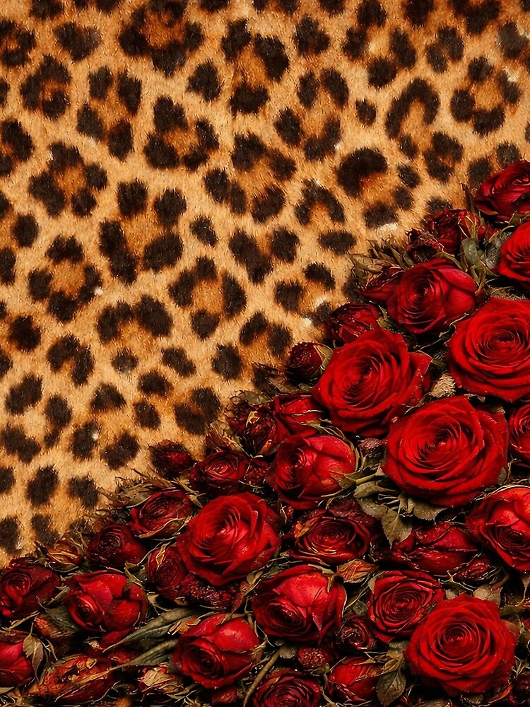 Leopard Print and Red Roses – Glam Animal Print Floral Aesthetic by chihuahuashower