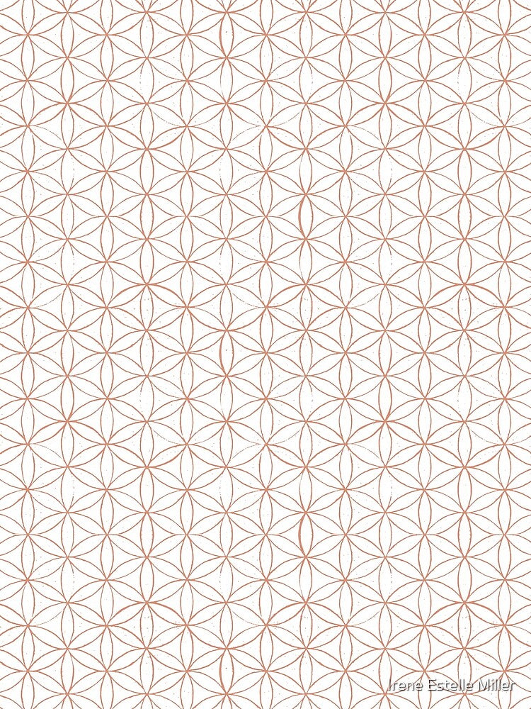 Flower of Life Linocut Pattern - Snow + Coral by Irene Estelle