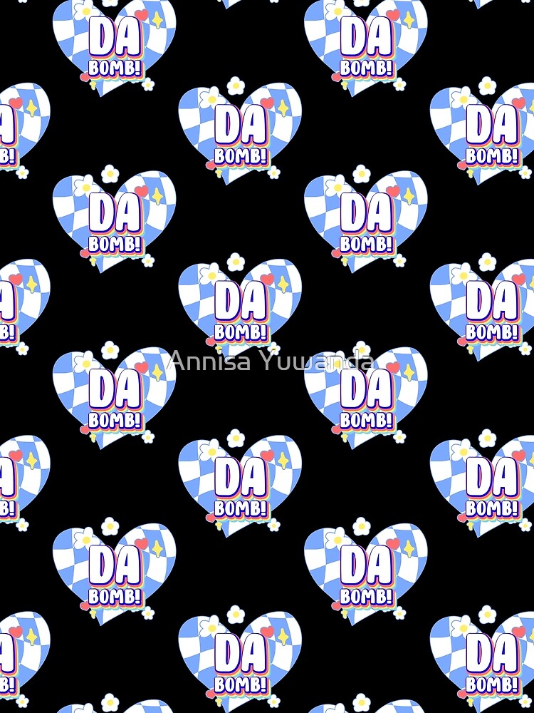 Da Bomb! Retro 90s Y2K Slang Quotes Twisted / Warp Checkered Box Pattern Heart by Annisa Yuwanda