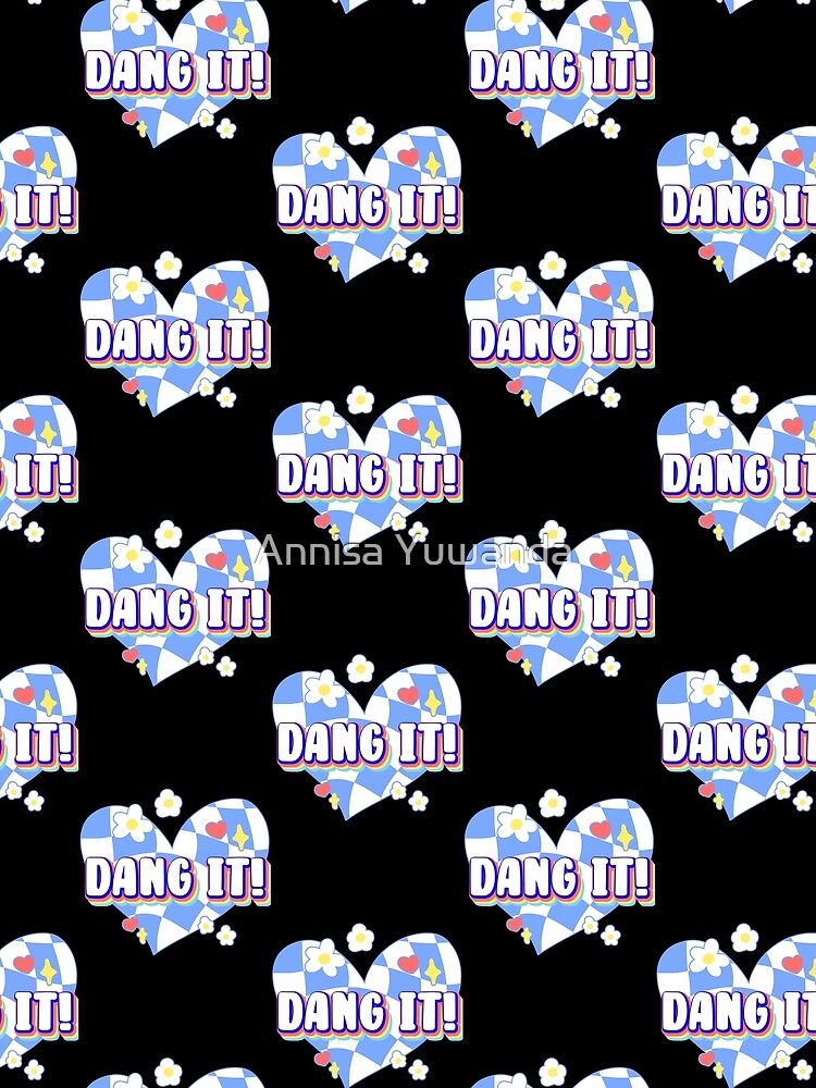 Dang it! Retro 90s Y2K Slang Quotes Twisted / Warp Checkered Box Pattern Heart by Annisa Yuwanda