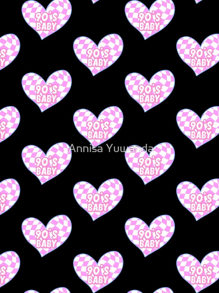 Retro 90s Baby Twisted / Warp Checkered Box Pattern Heart #1 by Annisa Yuwanda