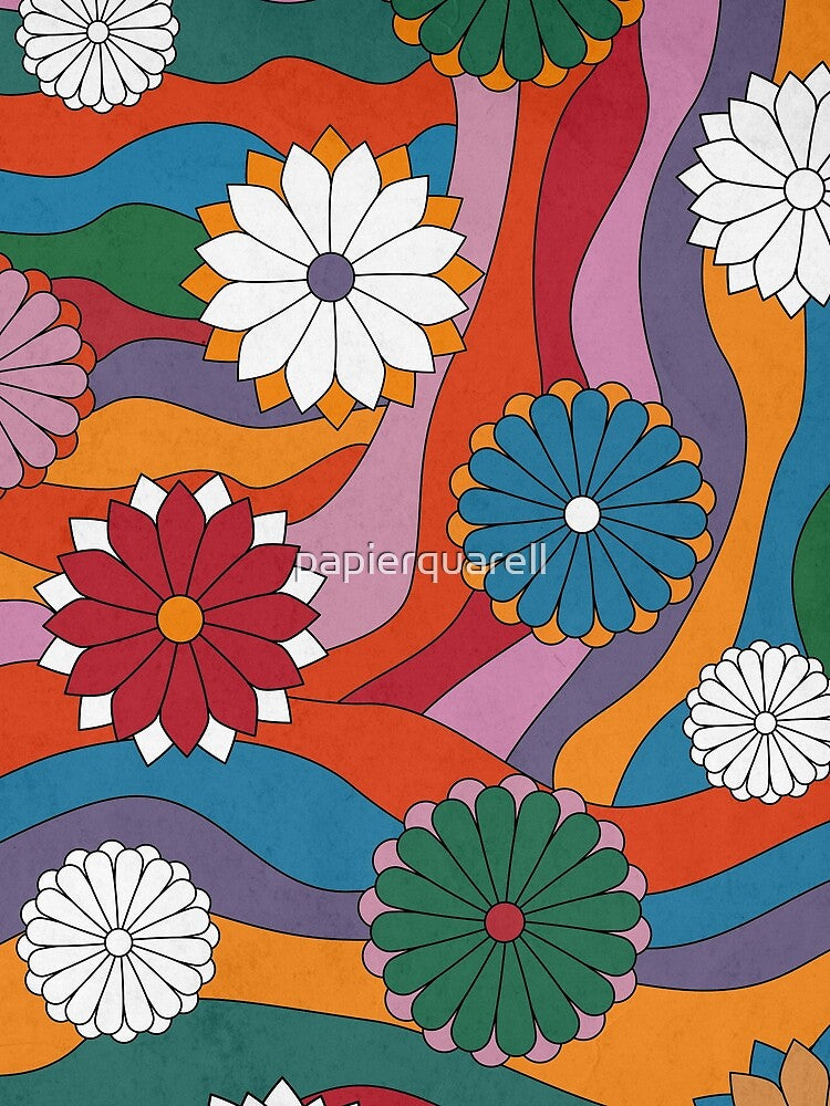 Flower Power - Retro Flowers and Waves by papierquarell