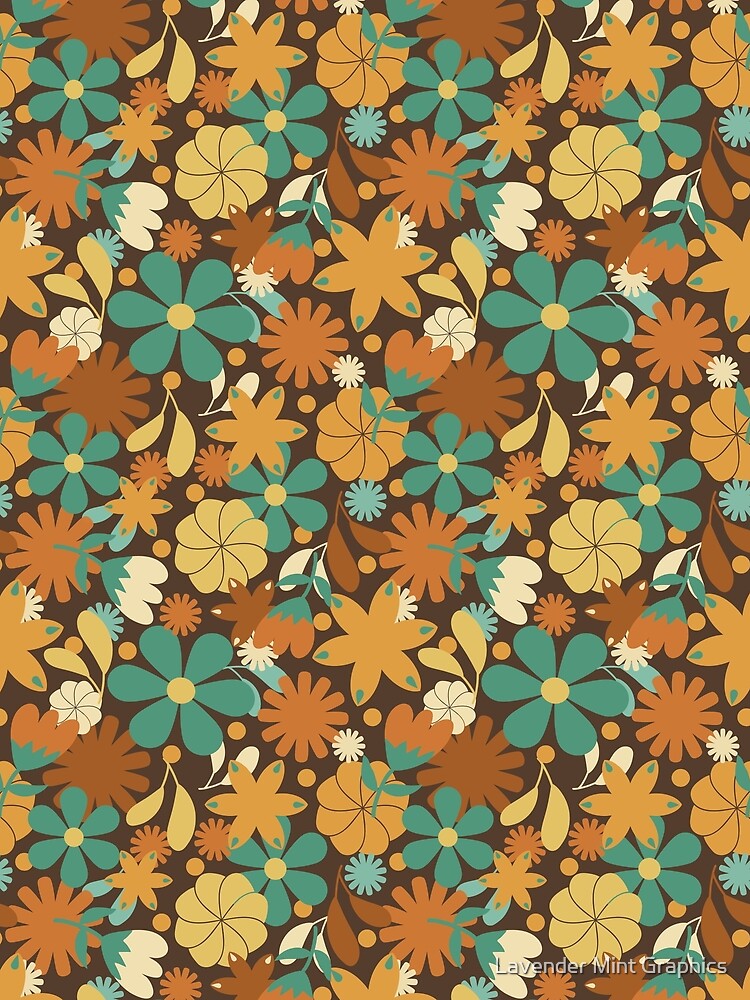 Groovy Retro Sixties Flower Power Pattern by Lavender Mint Graphics