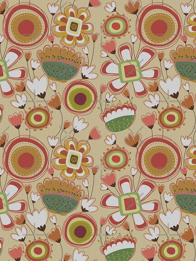 Carol Brady Retro Americana Floral in 1960s Color Palette by Lifestyle by Croff