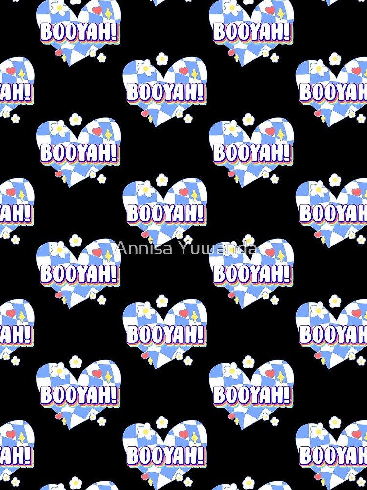 Booyah! Retro 90s Y2K Slang Quotes Twisted / Warp Checkered Box Pattern Heart by Annisa Yuwanda