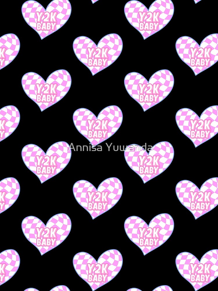 Retro Y2K Baby Twisted / Warp Checkered Box Pattern Heart #1 by Annisa Yuwanda