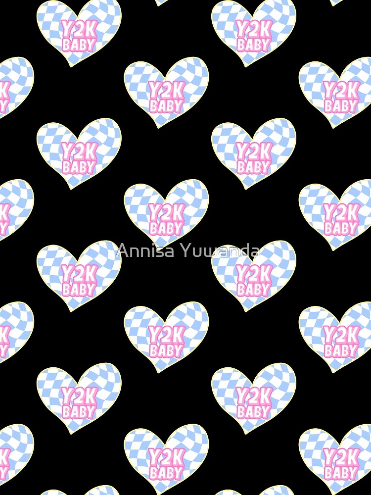 Retro Y2K Baby Twisted / Warp Checkered Box Pattern Heart #2 by Annisa Yuwanda