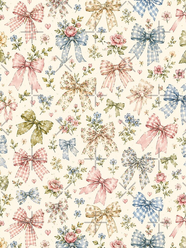 Coquette Bow Floral Pattern – Pastel Ribbon Seamless Design by Creativveworrld03