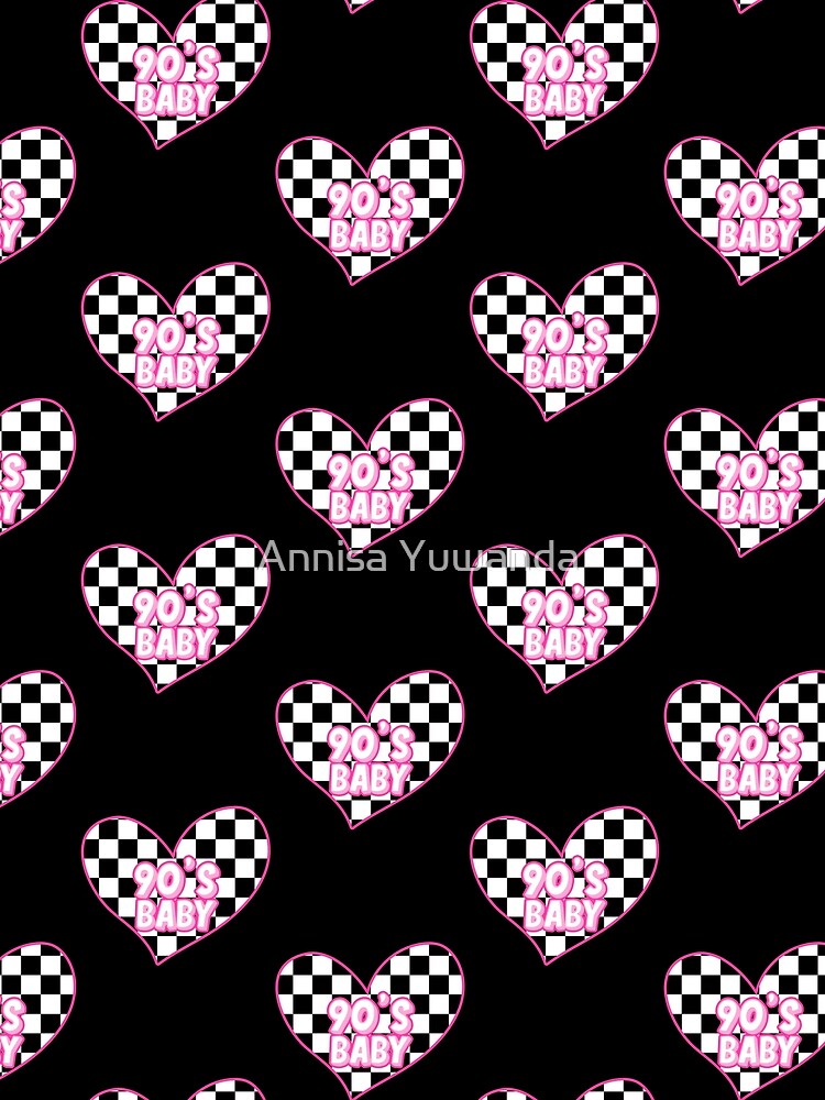 Retro 90s Baby Checkered Box Pattern Heart #1 by Annisa Yuwanda