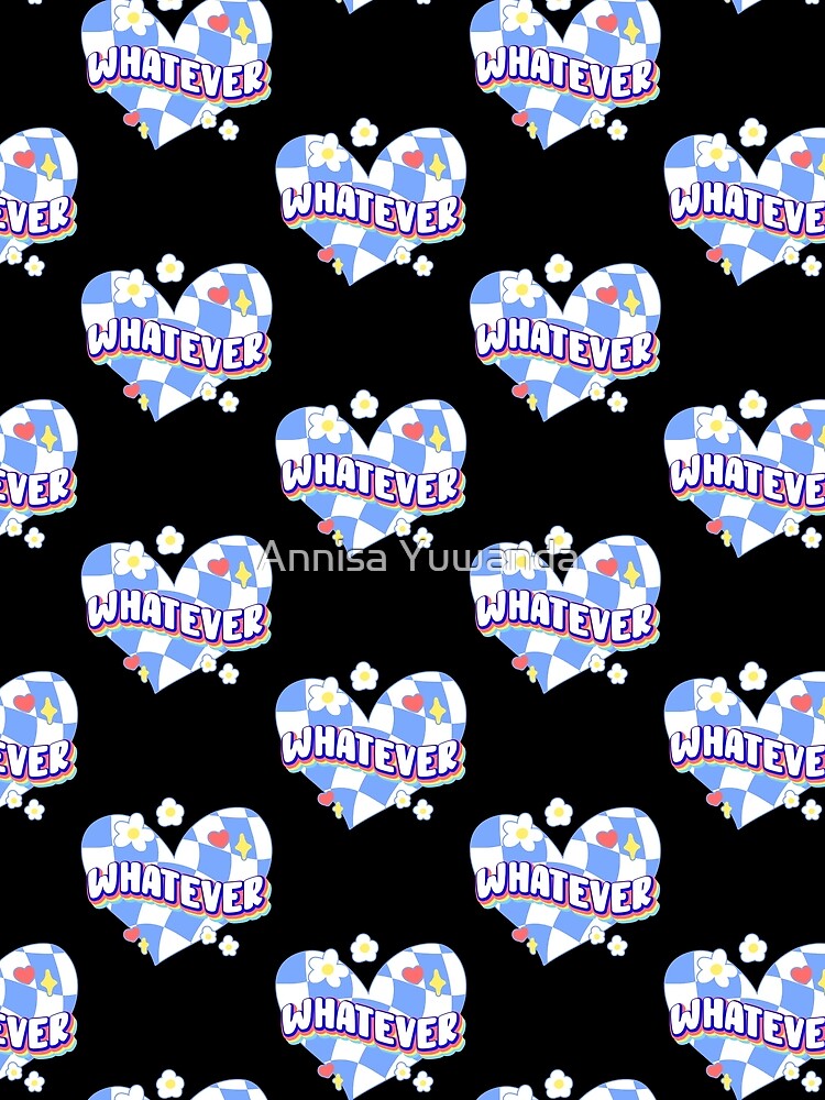 Whatever! Retro 90s Y2K Slang Quotes Twisted / Warp Checkered Box Pattern Heart by Annisa Yuwanda
