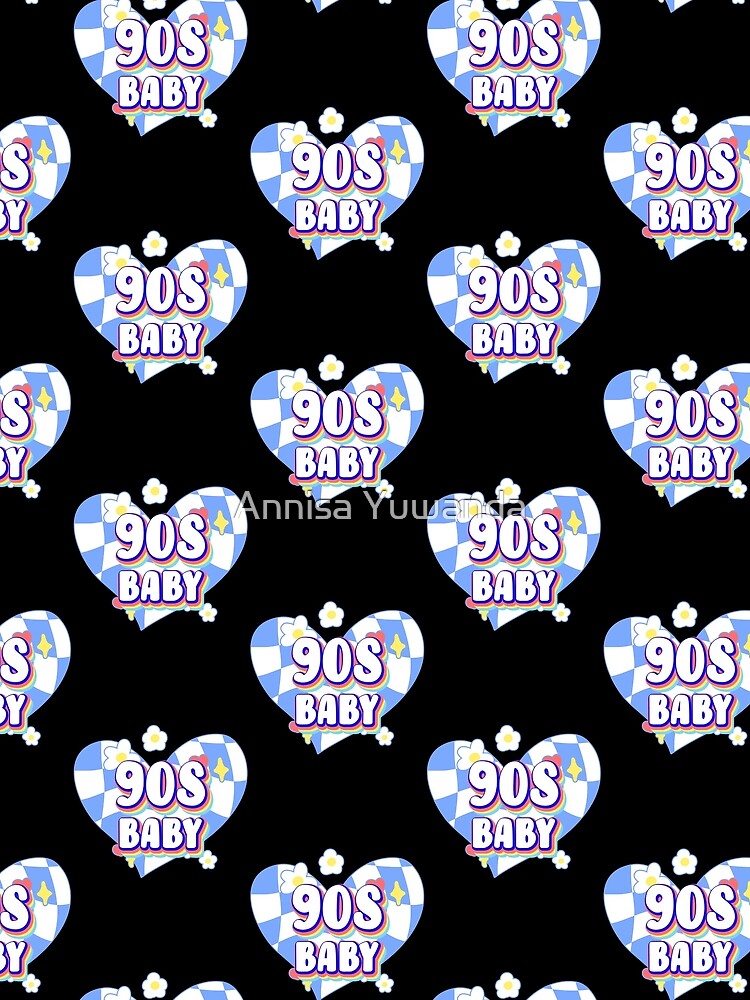 90s Baby! Retro 90s Y2K Slang Quotes Twisted / Warp Checkered Box Pattern Heart by Annisa Yuwanda