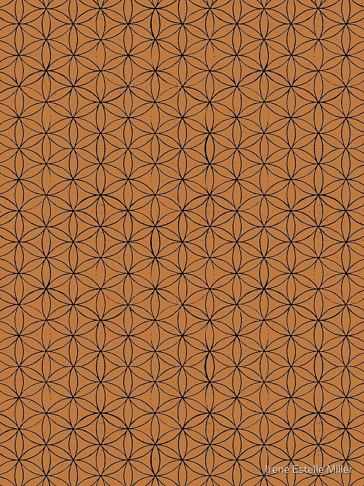 Flower of Life Linocut Pattern - Rust + Coal by Irene Estelle