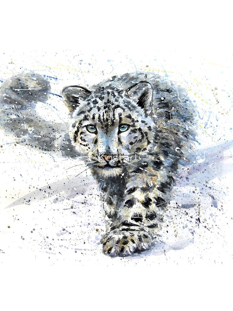 Snow leopard watercolor by Kostart