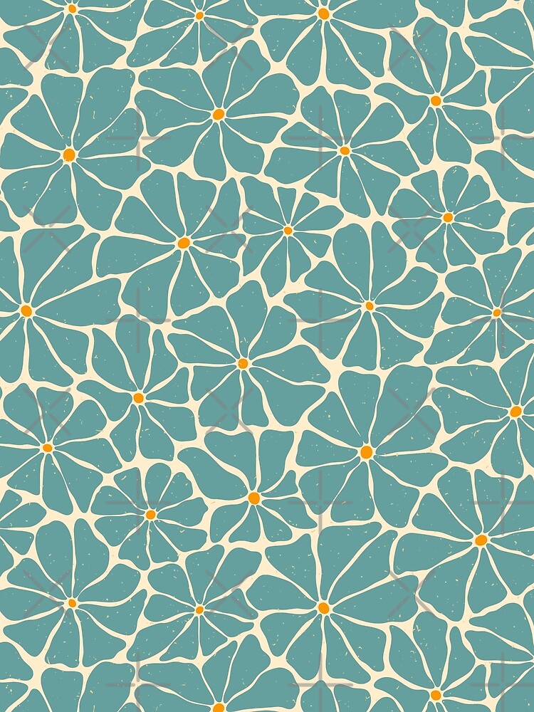 Matisse inspired retro floral in blue by EarthFaeryDSGN