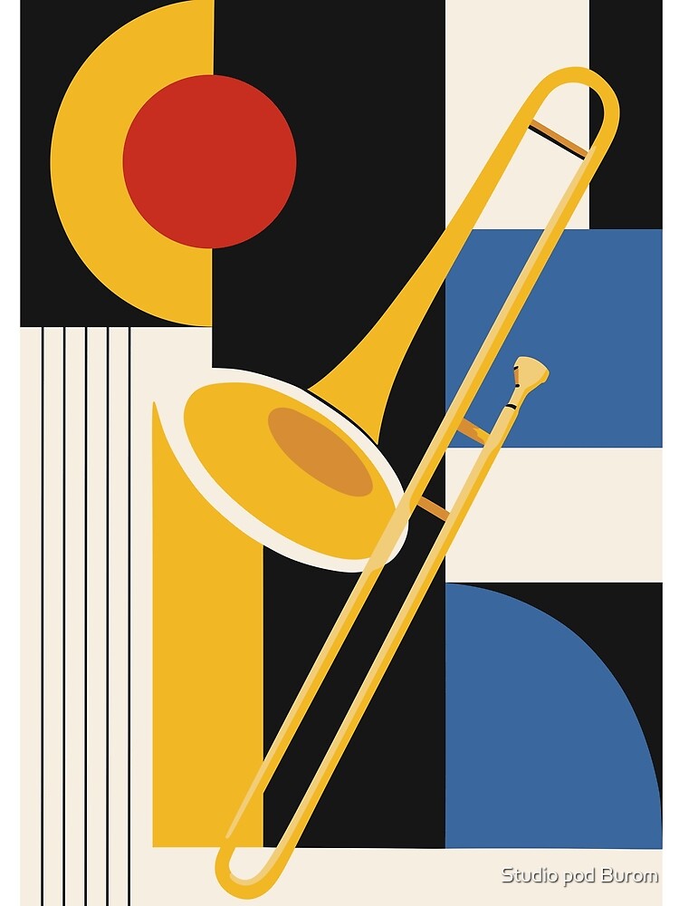 Trombone Bauhaus Print, Mid Century Modern Music Decor by Studio pod Burom