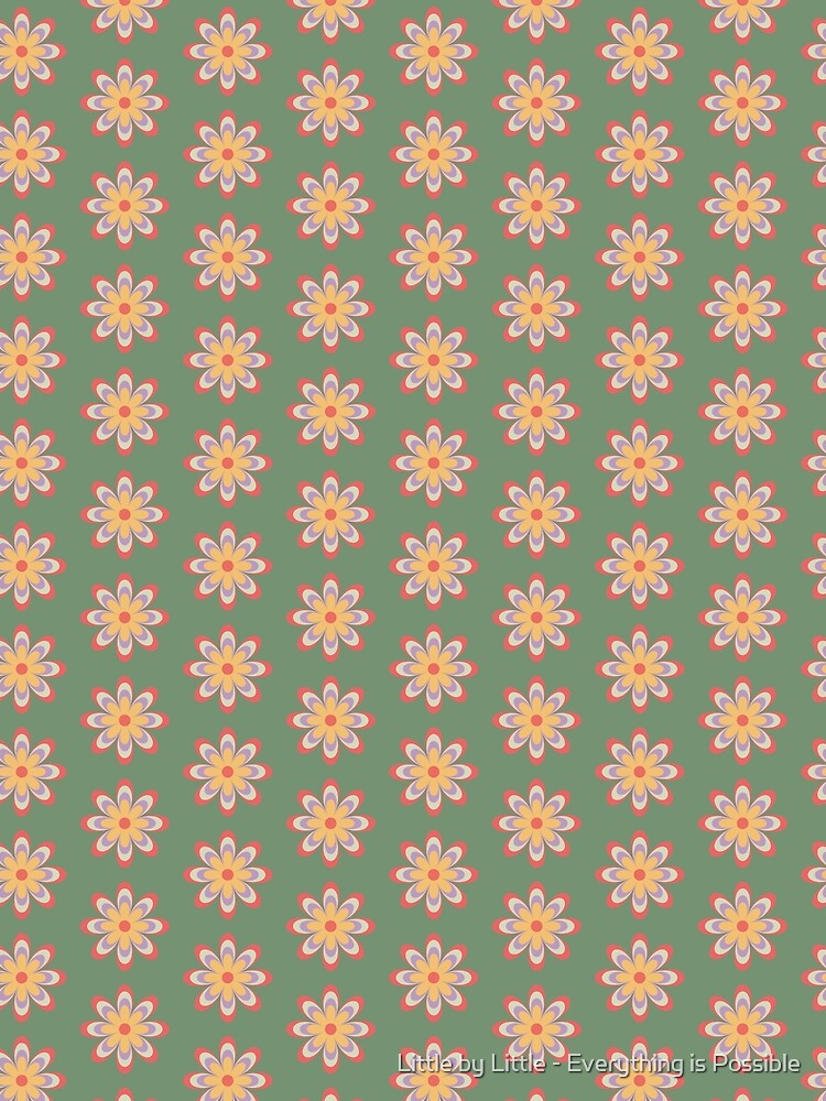 Muted Retro 70s Flower Sage Green Clipart by Little by Little - Everything is Possible