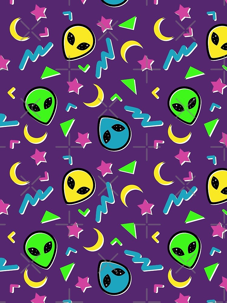 90s Geometric Alien - Purple and Neon by 90sAlien