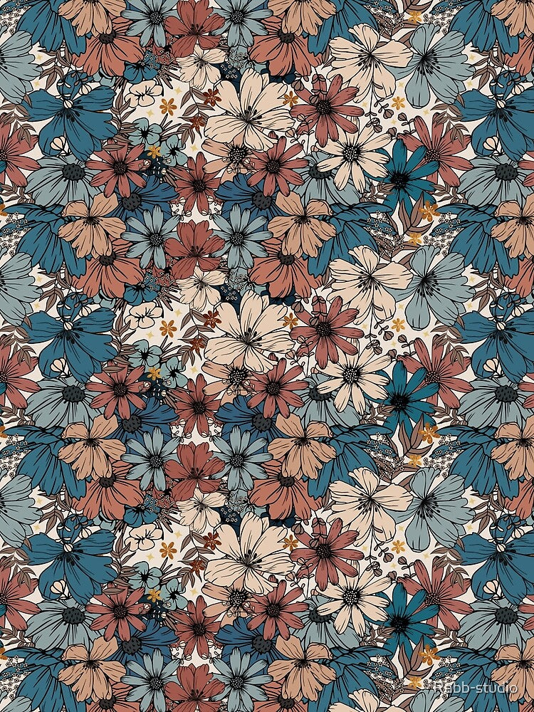 retro flowers vintage color flowers by Rabb-studio