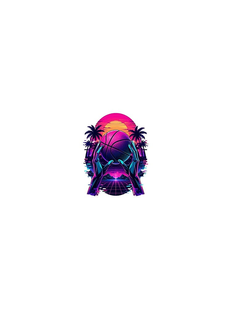 Vaporwave Sunset Hoops - 90s Retro Basketball Aesthetic T-Shirt by FightStamp