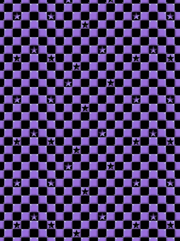 Y2K Purple Checker Stars – Emo Goth Scene Pattern by bunnyreeaa