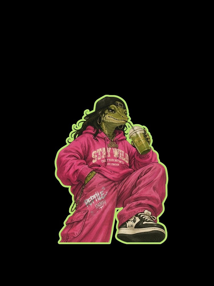 Full Body Matcha Girlie Reptile in Streetwear Aesthetic Design by Mohtarma Designs