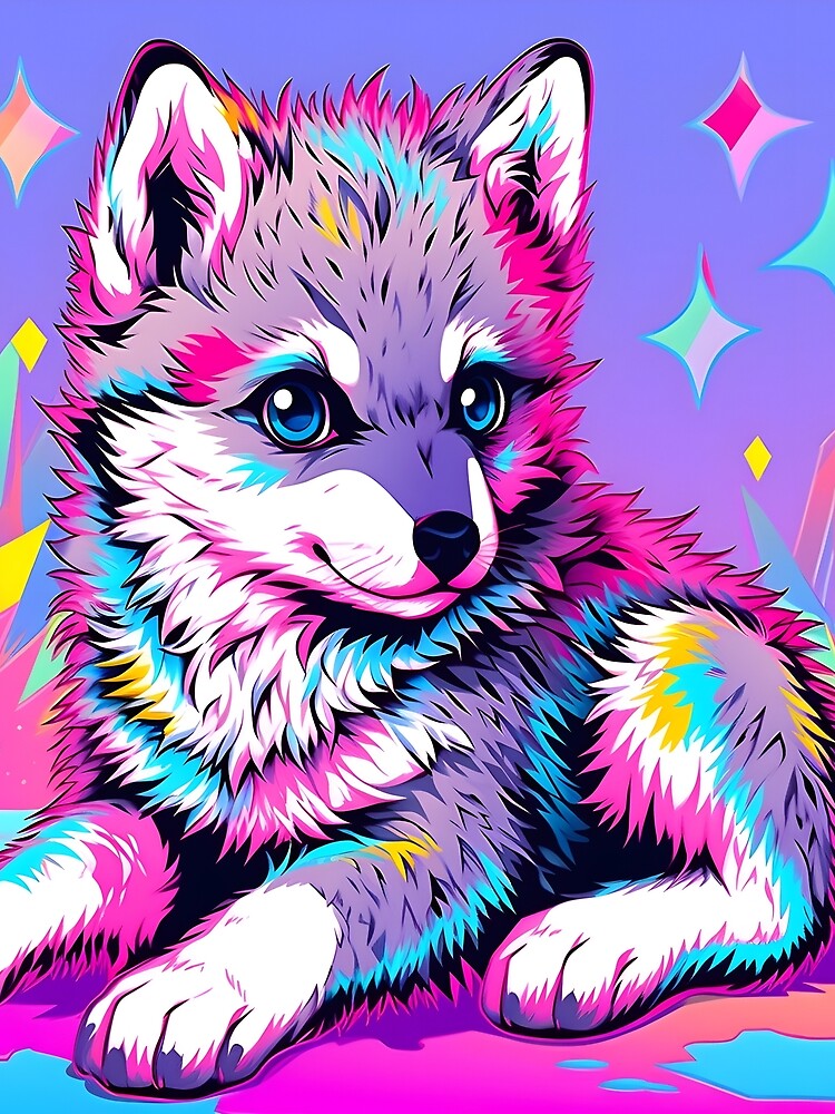 Y2K Technicolor Pup  A Whimsical Dream by Cosmic-Canvases