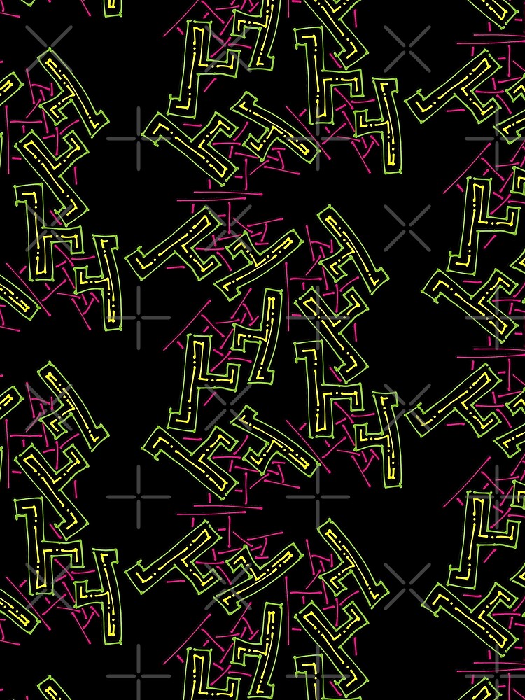 Nineties Aesthetic Pattern on Black Funky Shapes by that5280lady