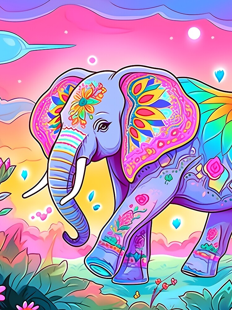 Y2K Aesthetic - Electric Elephant Echoes by Cosmic-Canvases