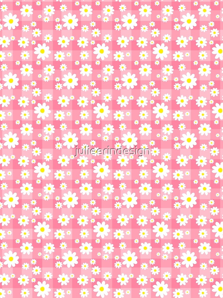 Pink Plaid Daisy Pattern by Julie Erin Designs