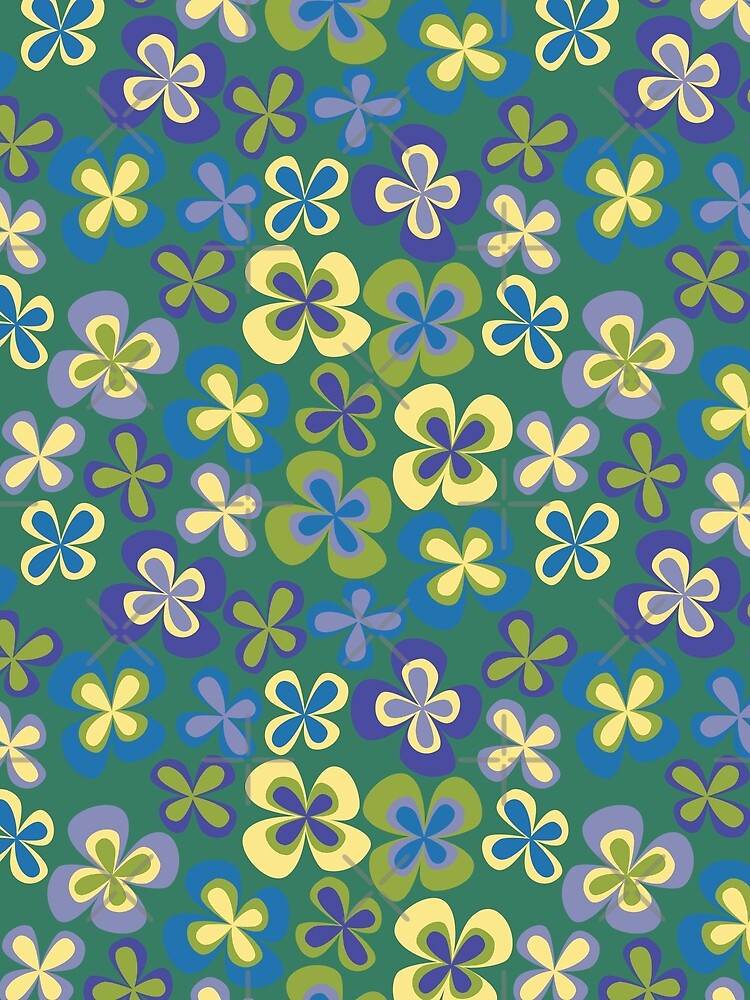 Green Purple and Yellow 90s 2000s y2k Cute Flower Pattern by blomastudios