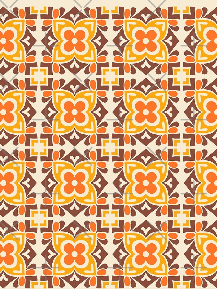 Retro 1970s Floral Plaid Pattern by tonymagnerart