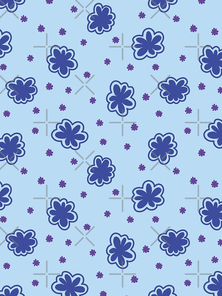 Pastel Blue Abstract Flower Pattern 90s 2000s y2k by blomastudios