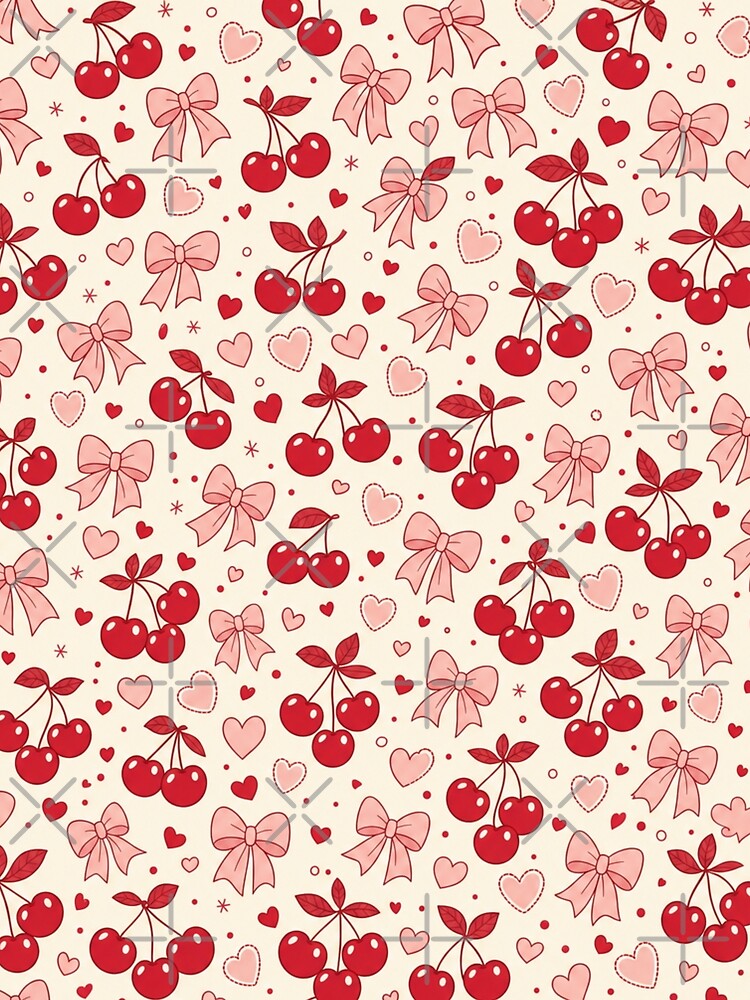 Cherry Bows Soft Girl Seamless Pattern | Coquette Aesthetic Repeat Design by StickyGuys