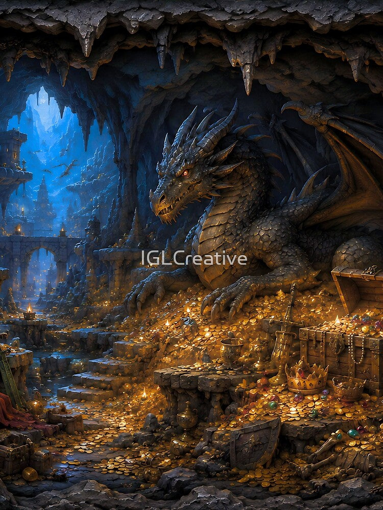 Keeper of the Gold | Dragon Hoard Fantasy Art by IGLCreative