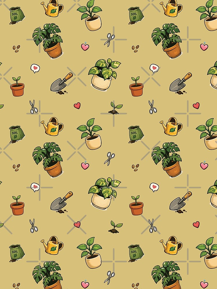 Cute Houseplant Seamless Pattern for Plant Lovers 6 by SimplePoDesign