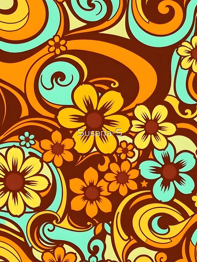 Retro 70s Floral Pattern | Groovy Vintage Flowers by Good Vibes