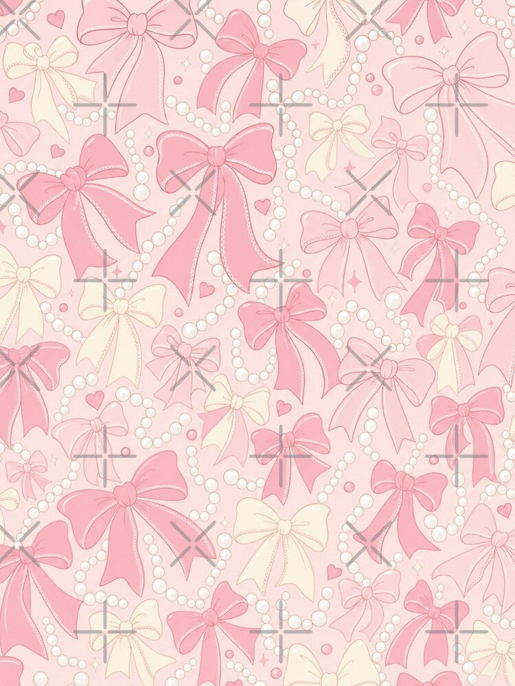 Ribbon Bows and Pearls Seamless Pattern | Coquette Aesthetic Repeat Design by StickyGuys