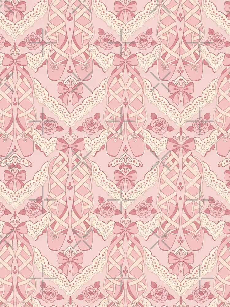 Ballet Slippers and Lace Seamless Pattern | Coquette Aesthetic Repeat Design by StickyGuys