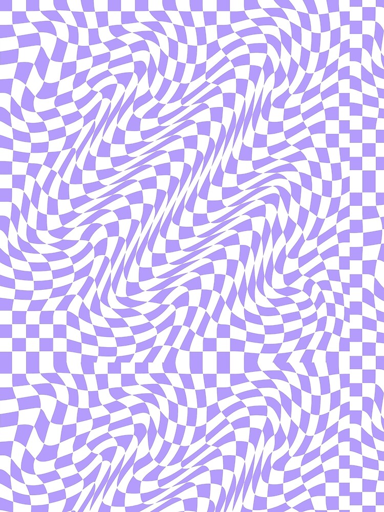 Psychedelic Wavy Checkerboard Pattern in Lilac Pastel by BeesBarn