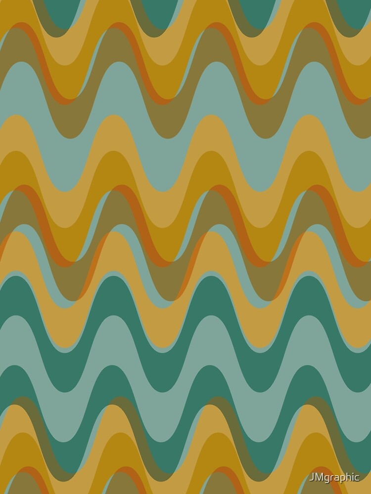 Retro wave pattern - MCM mod geometric in  turquoise and earthy tones by JMgraphic