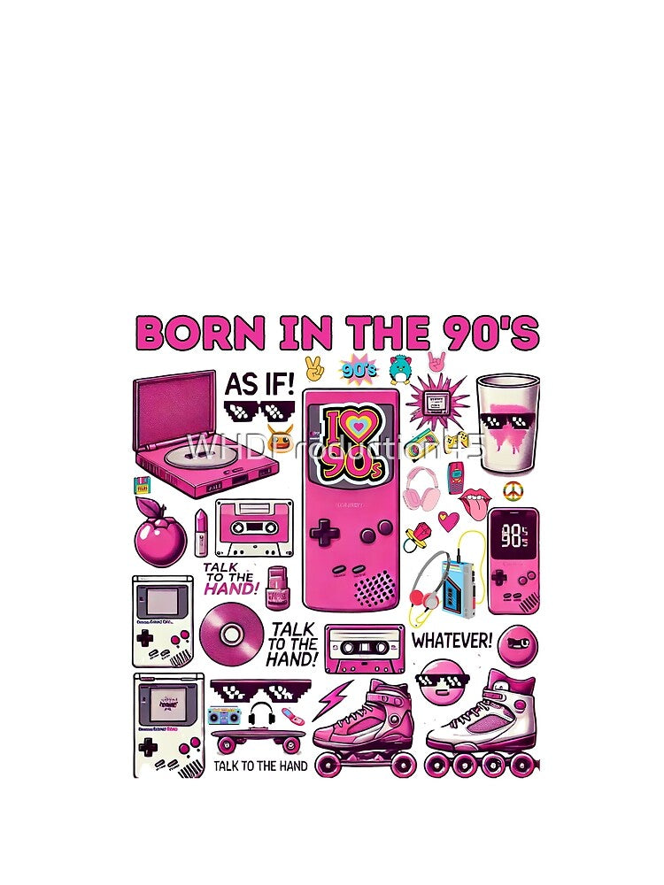 Retro 90s Pink Collage – Cassette, Mic, Boombox & Sunglasses Design by WHDProduction45